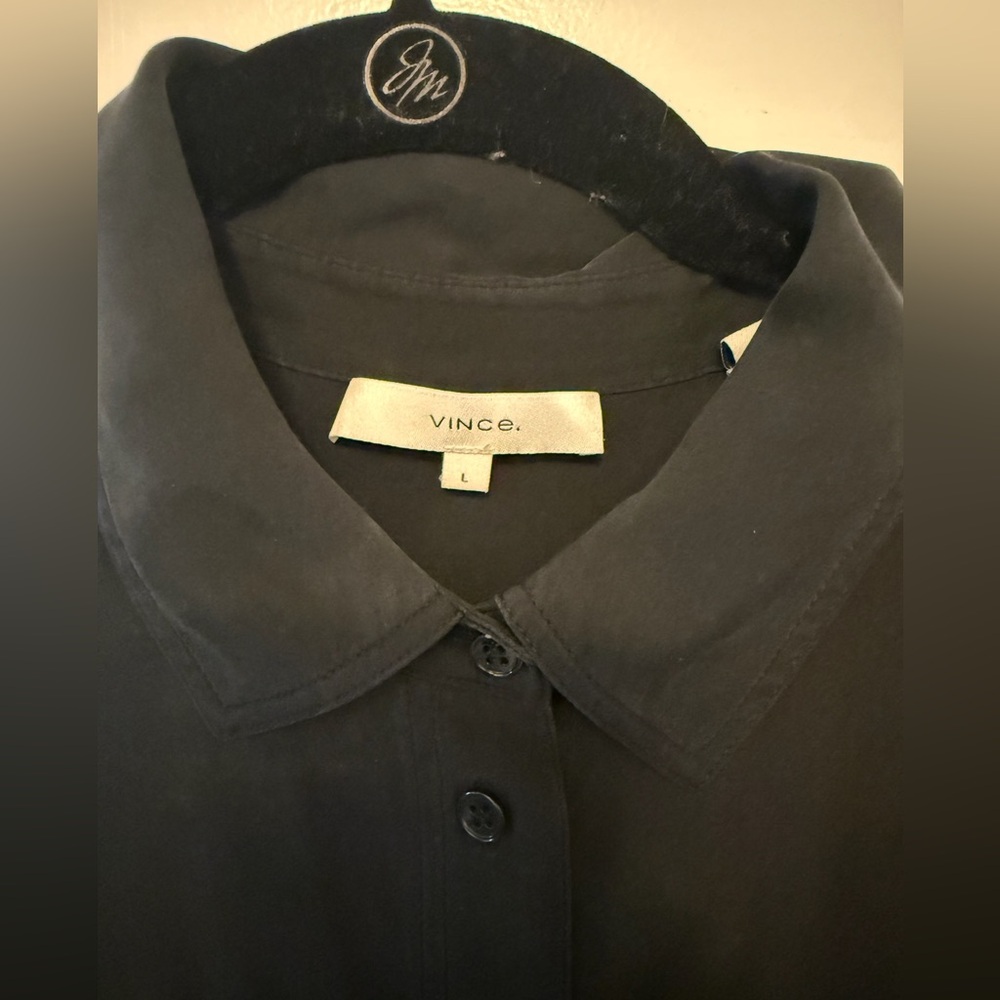 Vince Navy Silk Blend Shirt